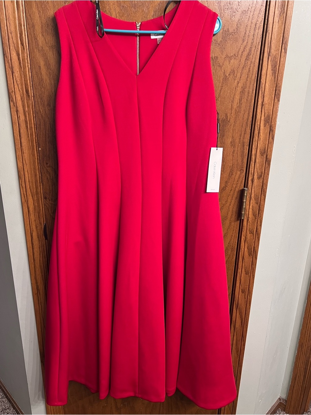 Calvin Klein Vibrant Red Sleeveless A-Line Dress